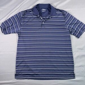PGA Tour Navy and White Striped Polo Shirt